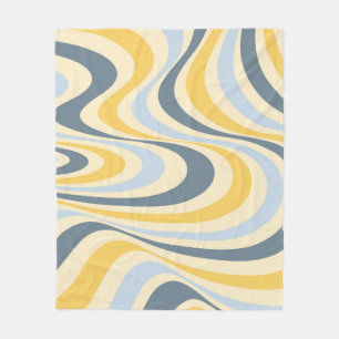 Manta Polar Diseño de giro abstracto amarillo y azul