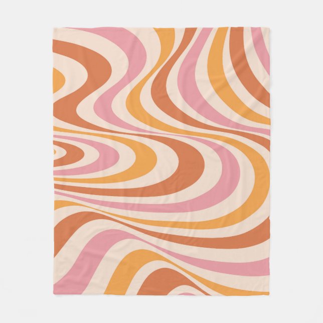 Manta Polar Diseño de giro abstracto rosa y naranja (Anverso)