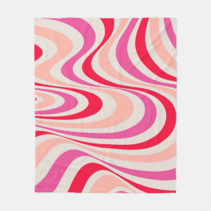 Manta Polar Diseño de giro retro rosa, rojo y gris abstracto