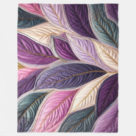 Manta Polar Diseño de hojas rosadas púrpuras y azules