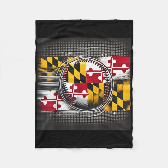 Manta Polar Diseño de jugador de béisbol de Maryland con bande (Anverso)