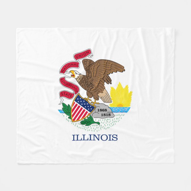 Manta Polar Diseño de la bandera del estado de Illinois (Frente (Horizontal))