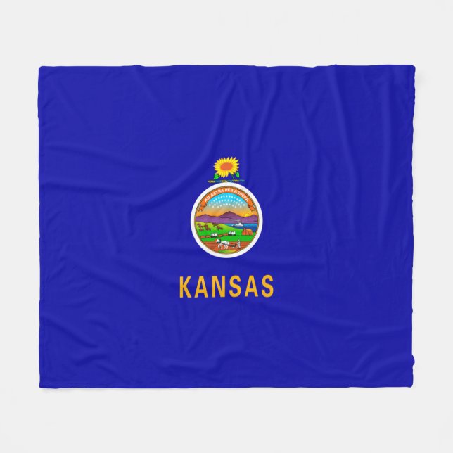 Manta Polar Diseño de la bandera del estado de Kansas (Frente (Horizontal))