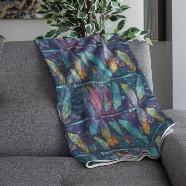 Manta Polar Diseño de la libélula de vidrio manchada (Subido por el creador)