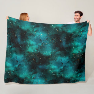 Manta Polar Diseño de la serie Galaxia Verde azulada 1