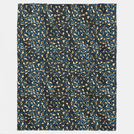 Manta Polar Diseño de la serie Leopardo Azul y Dorado 1