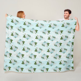 Manta Polar Diseño de la serie Shabby Floral Aqua 1