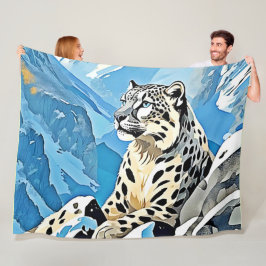 Manta Polar Diseño de leopardo de la nieve salvaje