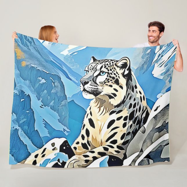 Manta Polar Diseño de leopardo de la nieve salvaje (In situ)
