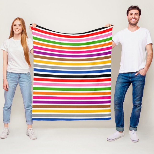 Manta Polar Diseño de líneas de franjas multicolor blancas (Subido por el creador)