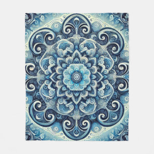Manta Polar Diseño de Mandala con Gradiente Azul 2