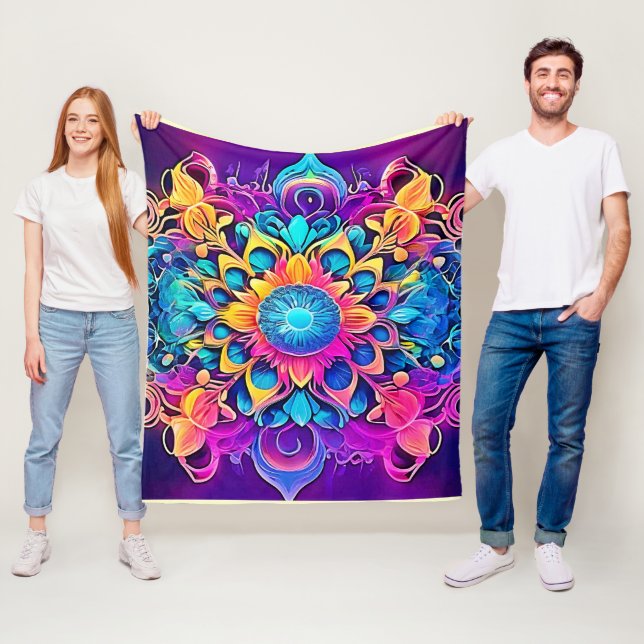 Manta Polar Diseño de Mandala Psicodélico (In situ)