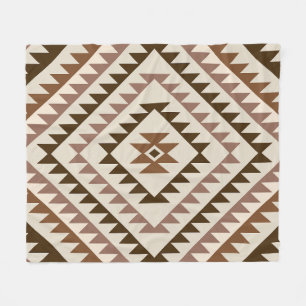 Manta Polar Diseño de Motivo de Diamante Azteca Marrones+Crema