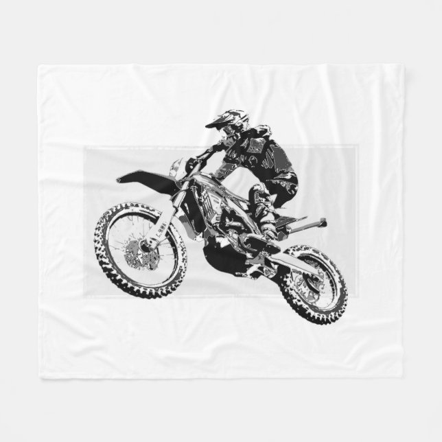 Manta Polar Diseño de Motocross Racer (Frente (Horizontal))