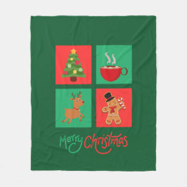 Manta Polar diseño de navidad roja y verde