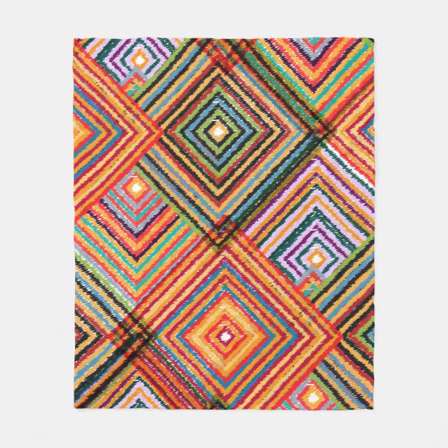 Manta Polar Diseño de parches con plazas aztecas. (Anverso)