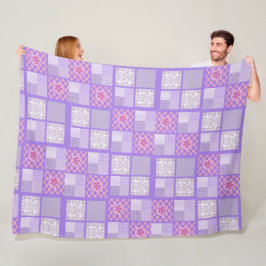 Manta Polar Diseño de parches rosa y púrpura