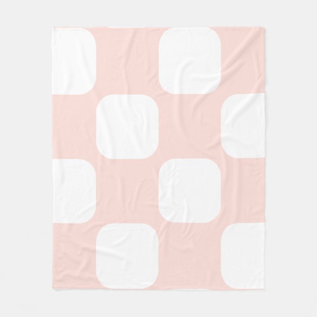 Manta Polar Diseño de patrón de cuadrado redondeado rosa paste (Anverso)