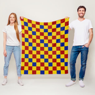 Manta Polar Diseño de Patrón de Cuadros Rojo Amarillo Azul