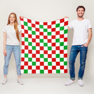 Manta Polar Diseño de Patrón de Cuadros Rojo Blanco Verde