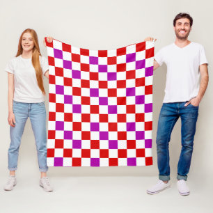Manta Polar Diseño de patrón de cuadros rojos blancos y púrpur