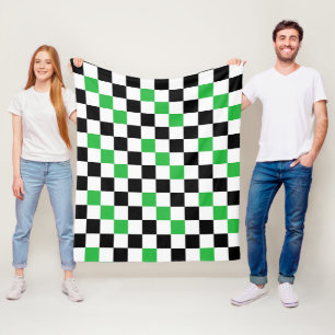 Manta Polar Diseño de Patrón de Cuadros Verde Negro Blanco