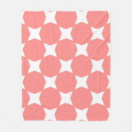 Manta Polar Diseño de patrón de estrella rosa pastel y blanco