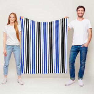 Manta Polar Diseño de patrón de rayas blancas negras azules
