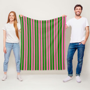 Manta Polar Diseño de patrón de rayas elegantes rosa verde