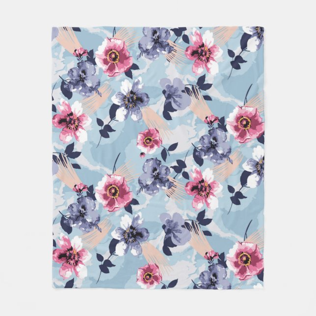 Manta Polar diseño de patrones de flores ilustraciones textile (Anverso)