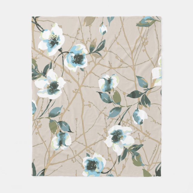 Manta Polar diseño de patrones de flores ilustraciones textile (Anverso)