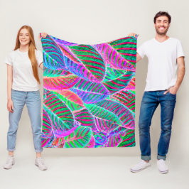 Manta Polar Diseño de patrones de hojas vívidas