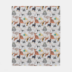 Manta Polar Diseño De Patrones De Perros Y Gatos Cutos