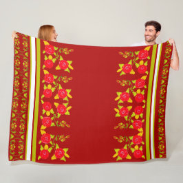 Manta Polar Diseño de patrones de Rosa floridos con verde tier