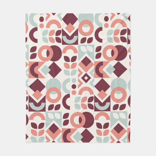 Manta Polar Diseño de patrones escandinavos. Retro moderno sim (Anverso)