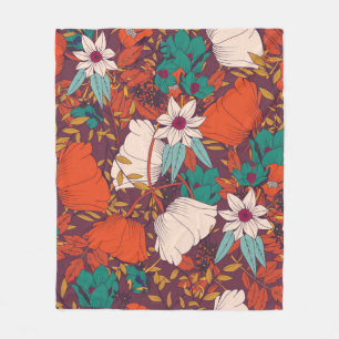 Manta Polar Diseño de patrones impecable con flores dibujadas