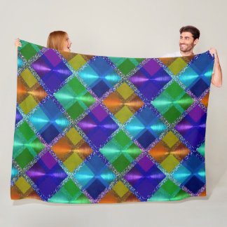Manta Polar Diseño de placa azul morado Naranja verde Purpurin