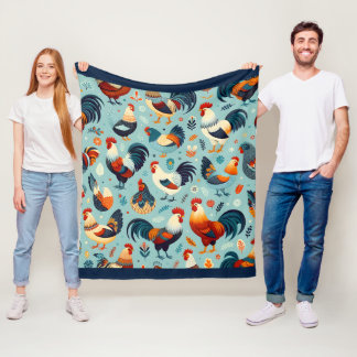 Manta Polar Diseño de pollos y gallos