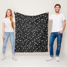Manta Polar Diseño de Posy Blanco Sobre Negro