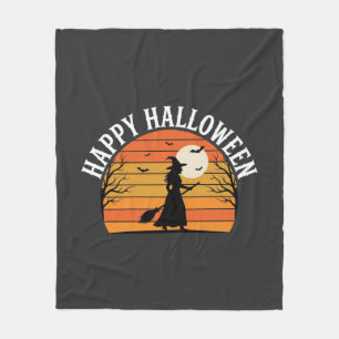 Manta Polar Diseño de puesta de sol de bruja de Halloween feli
