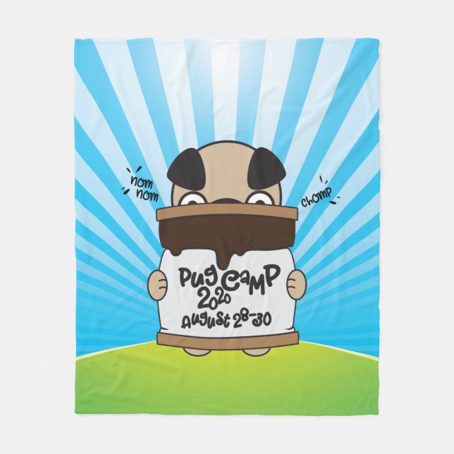 Manta Polar Diseño de Pug Camp 2020 S'more (Anverso)