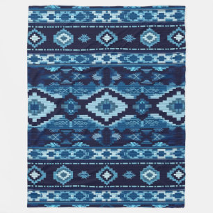 Manta Polar Diseño de punto azul Boho Aztec
