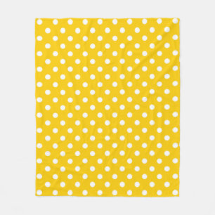 Manta Polar Diseño de puntos amarillos de polka blanca