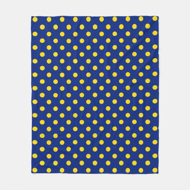 Manta Polar Diseño de puntos de polka amarillo azul (Anverso)