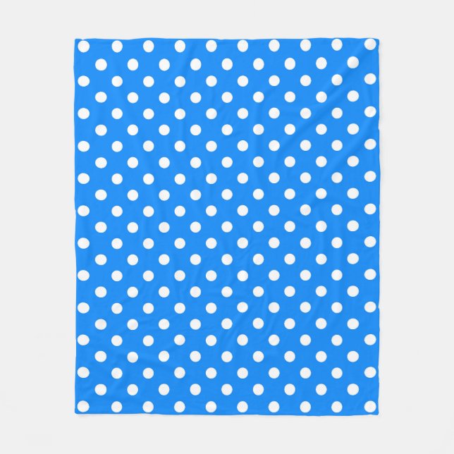 Manta Polar Diseño de puntos de polka azul blanco (Anverso)