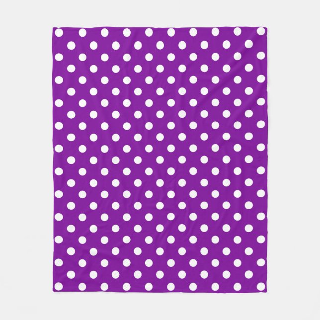 Manta Polar Diseño de puntos de polka blanco morado (Anverso)