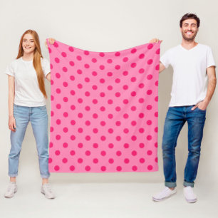 Manta Polar Diseño De Puntos De Polka Rosado En Pink