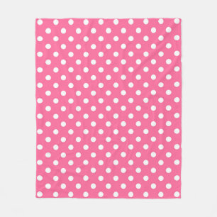 Manta Polar Diseño de puntos rosados de polka blanca