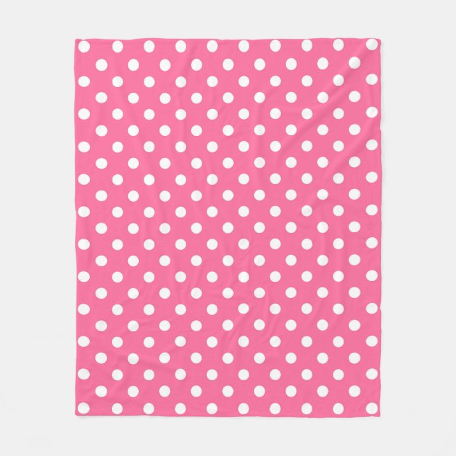 Manta Polar Diseño de puntos rosados de polka blanca (Anverso)