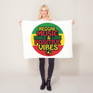 Manta Polar Diseño de reggae con citas positivas y bandera de